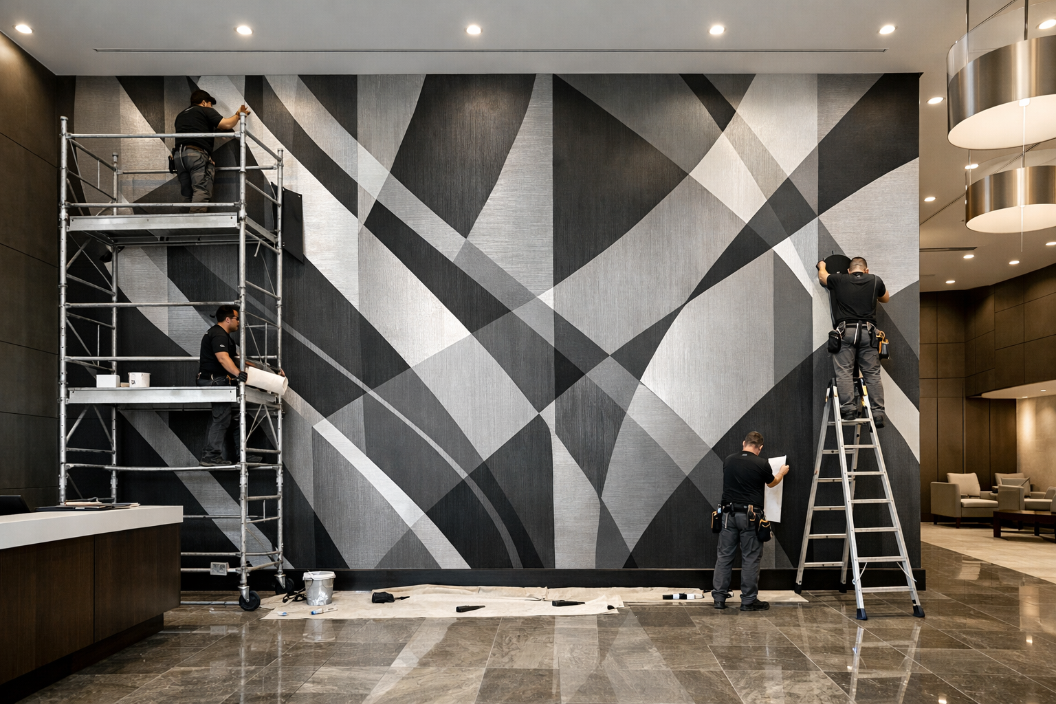 H & S Lumber Co wallpaper installation in Charlotte NC